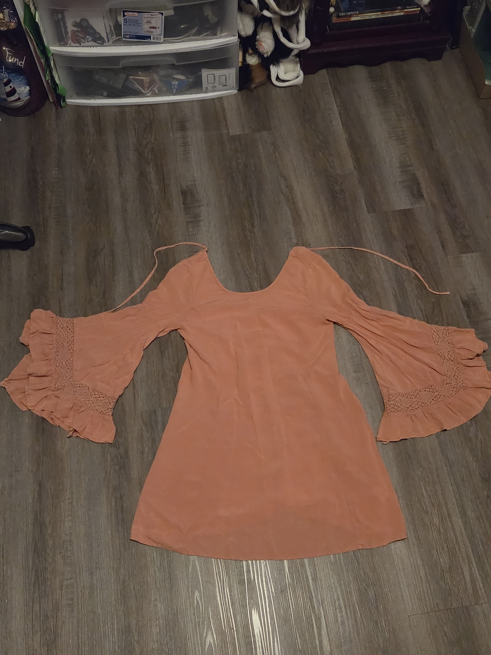 Women’s Peach Bell Sleeve Mini Dress